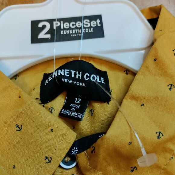 Kenneth Cole outfit size 12 boys matching set new back to school yellow khaki - Picture 2 of 9